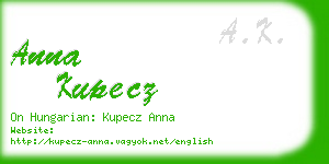 anna kupecz business card